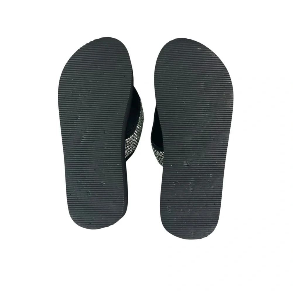 KRISTEN'S KLOSET Cat Lovers Rhinestone Slip On Wedge Flip Flop Sandals - Picture 8 of 10